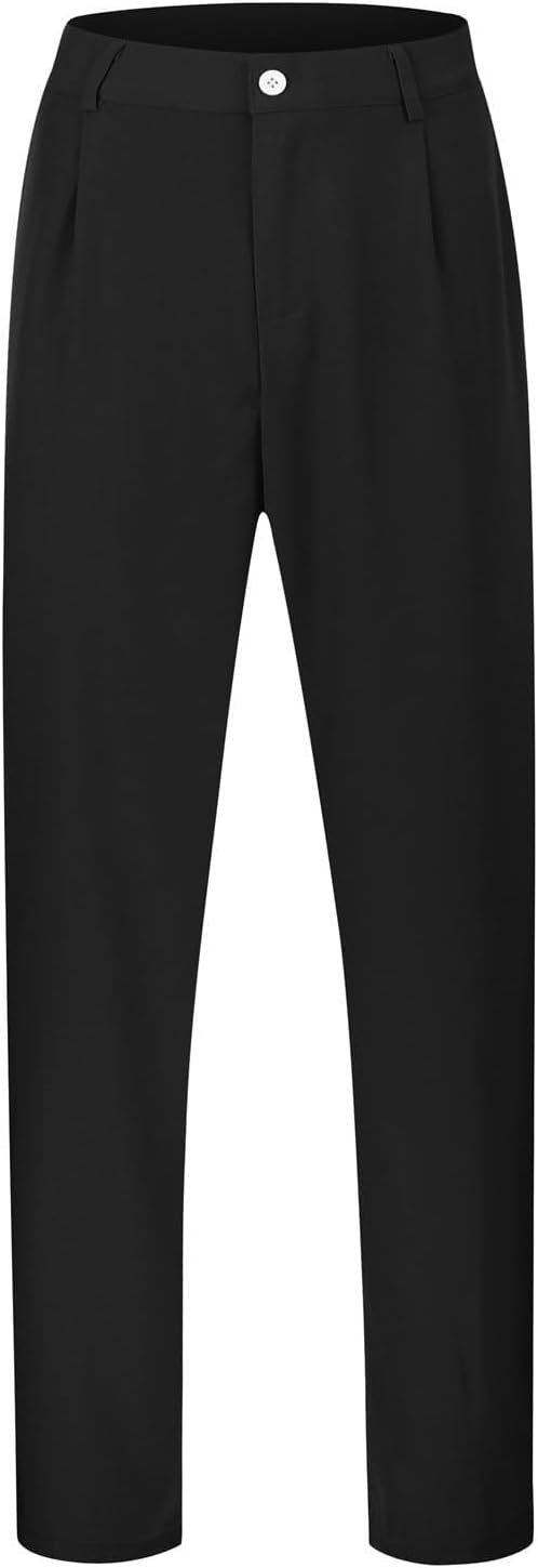 Mens Casual Dress Pants Pleated Wide Leg Baggy Pants Fall Relaxed Fit Slacks Work Trousers