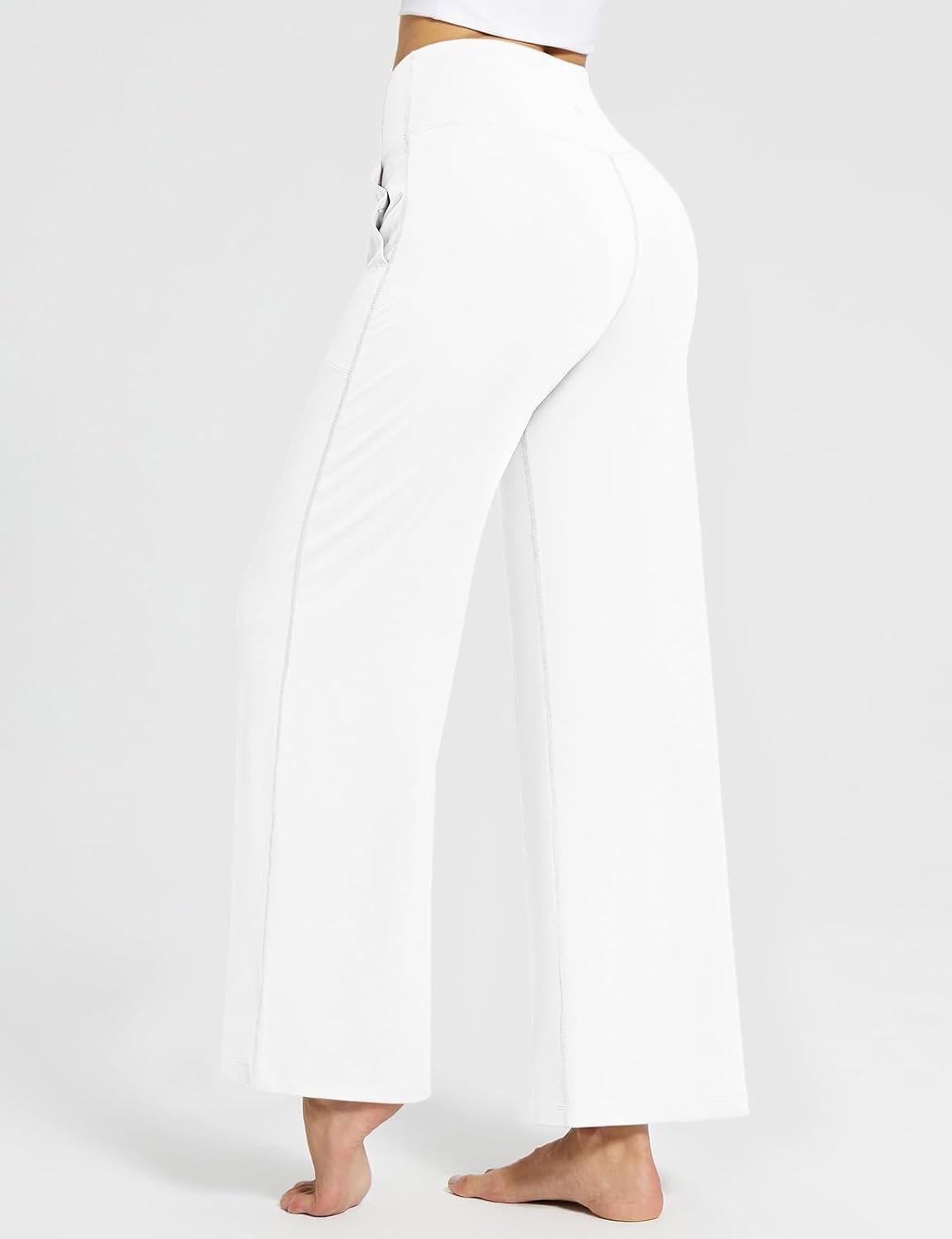 Women's Yoga Pants Wide Leg High Waist Travel Pants with Pockets Plus Size Loose Dress Pants Full Length