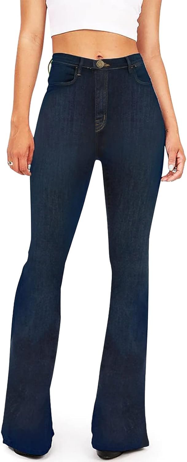 Women's Black Bell Bottom Jeans for Women Flare Jeans High Waist Bootcut Jeans for Women Stretch Bell Bottom Pants