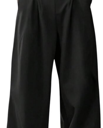 Men's Baggy Dress Pants Wide Leg Pleated Trousers Belted Chino Pants with Pockets