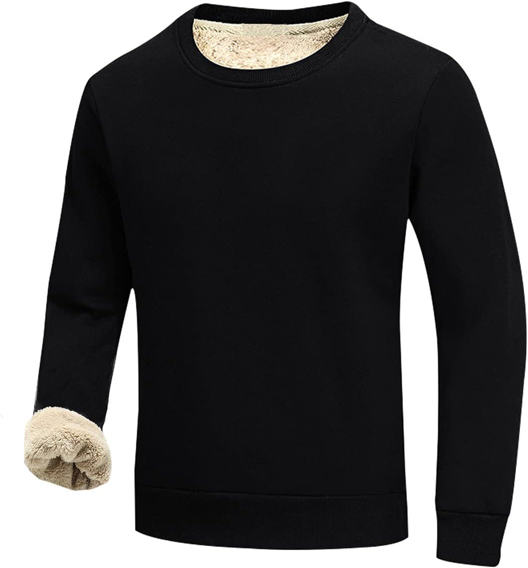 Men's Warm Crewneck Sherpa Lined Fleece Sweatshirt Pullover Tops