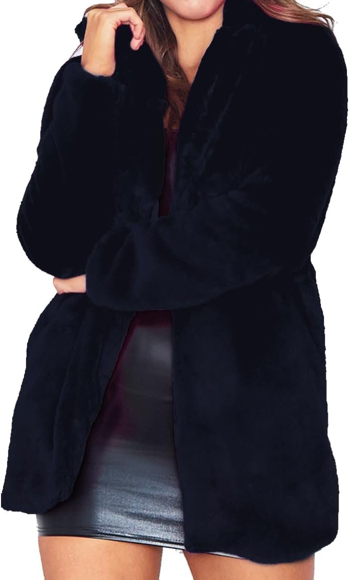Womens Winter Warm Lapel Faux Fur With Inner Lining & Buttons Coats