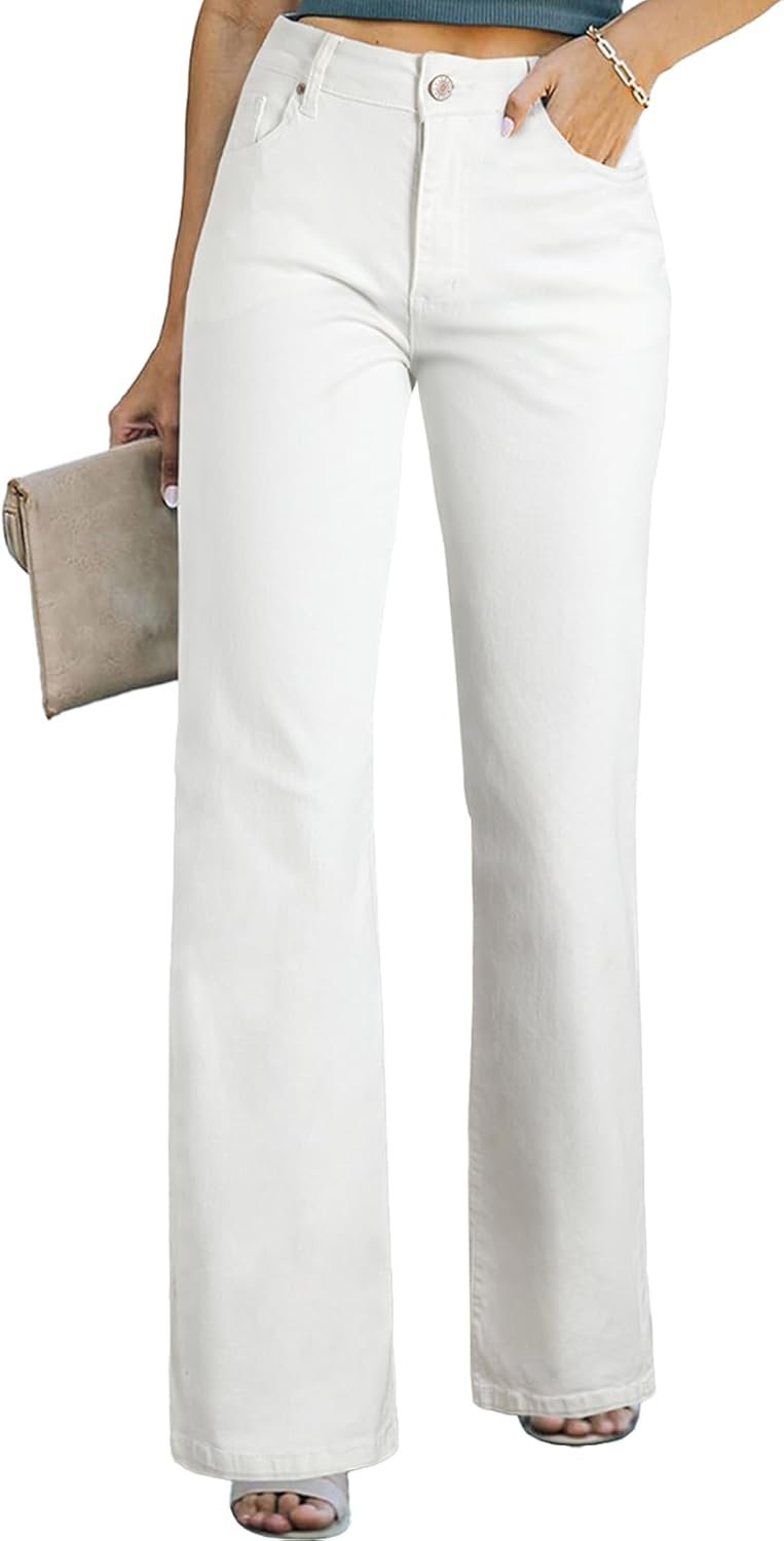 Women's Wide Leg Jeans Casual High Waisted Straight Denim Pants with Pockets