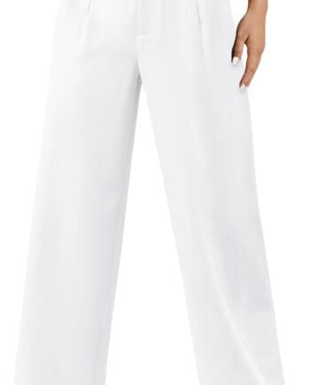 Womens Wide Leg Pants High Waisted Slacks Straight Long Work Business Trousers with Pockets