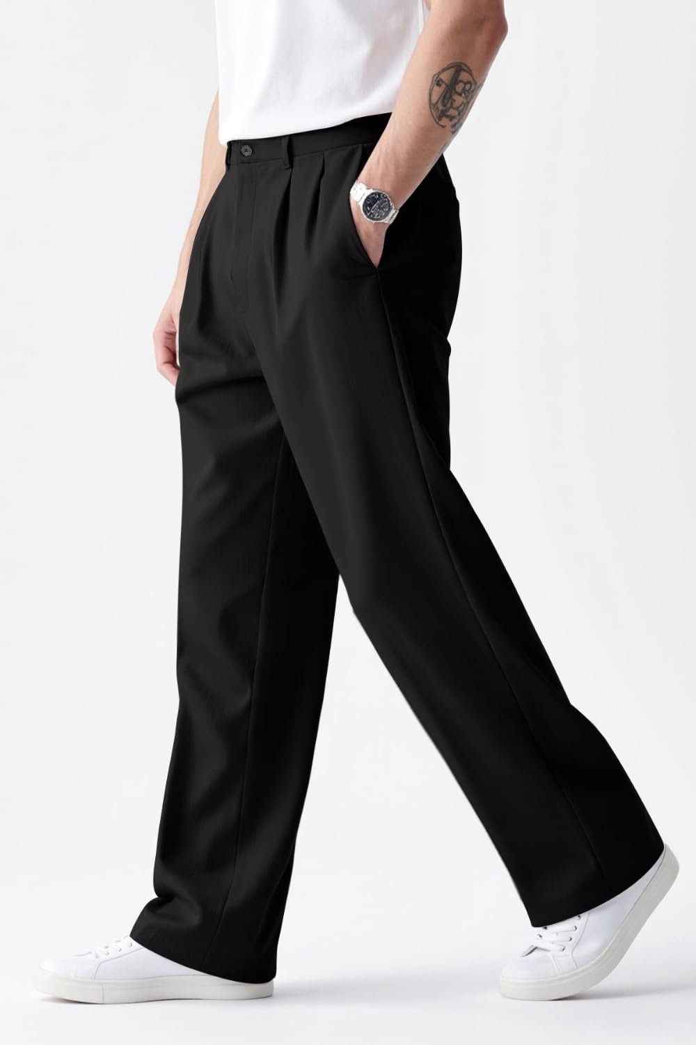 Mens Casual Pants Loose Fit Slacks for Men with Belt Loops