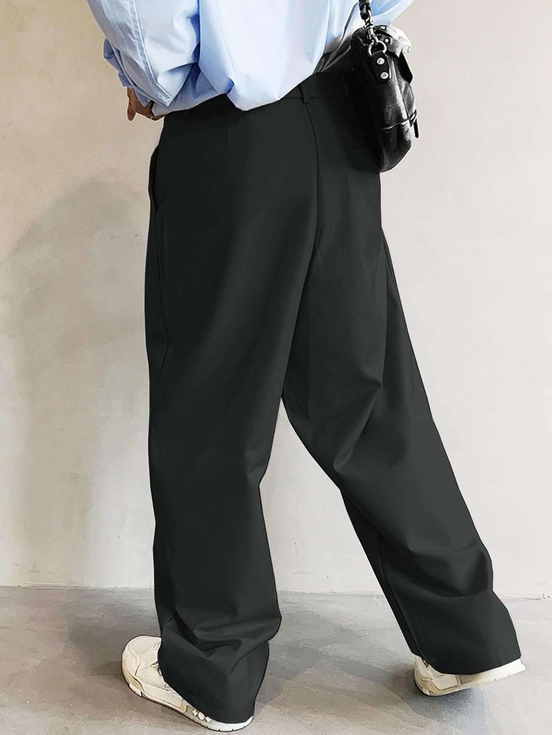 Men's Slacks Wide Leg Baggy Dress Pants Casual Lightweight Trousers with Pockets