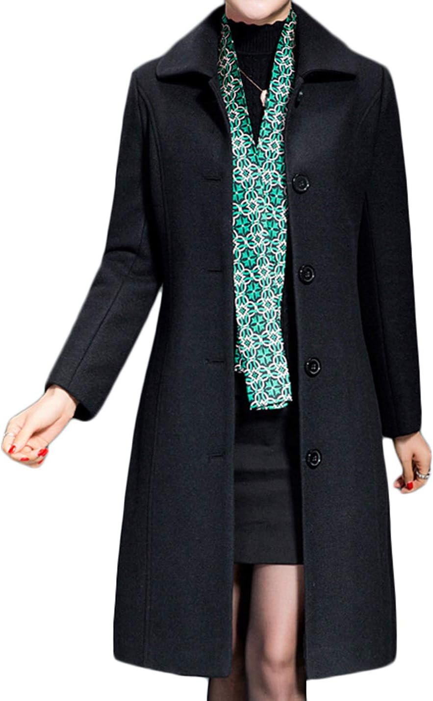 Women's Wool Trench Coat Winter Long Thick Overcoat Coats