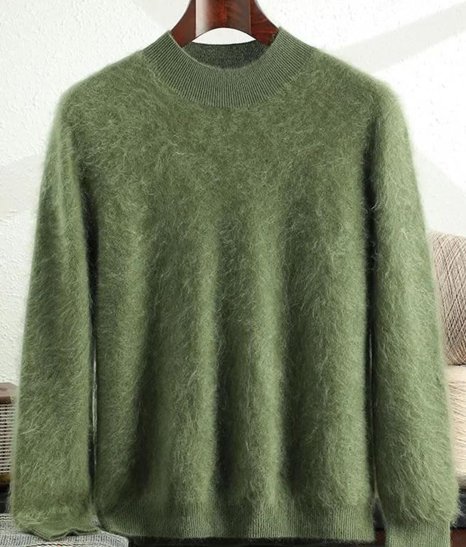 Men’s Cashmere Mock Neck Sweater Long Sleeve Knit Pullover Winter Warm Basic Jumper