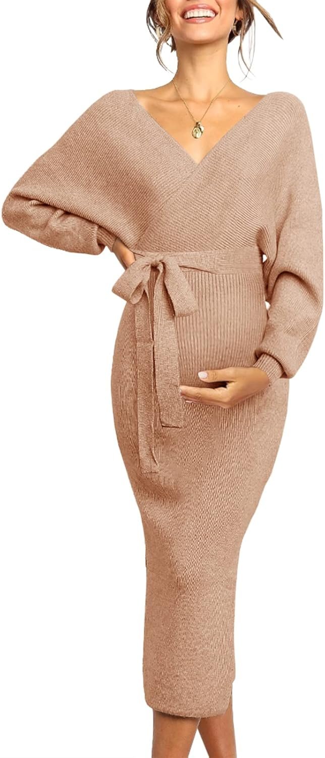 Maternity Nursing Dress Sweater Dress for Women Wedding Guest Dress Baby Shower Maternity Photoshoot Outfits