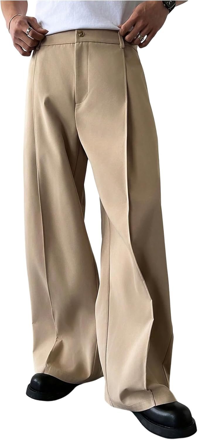 Men's Wide Leg Pants Business Casual Dress Pants with Pockets
