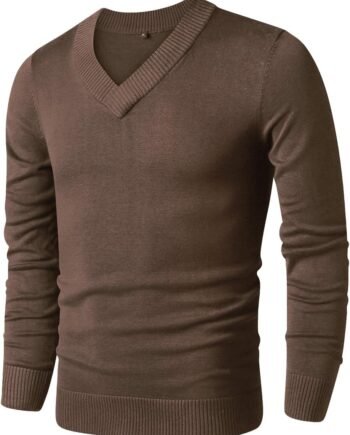 Sweaters for Men, Mens V Neck Sweater Slim Fit Comfortably Knitted Long Sleeve Casual Business Pullover Dress Sweater