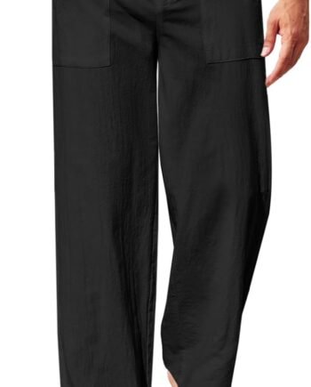 Mens Casual Cotton Pants Loose Fit Lightweight Elastic Waist Pants Baggy Wide Leg Summer Beach Yoga Linen Trousers