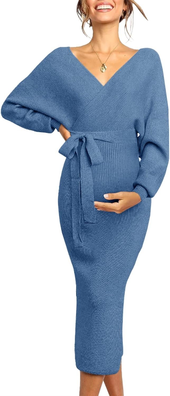 Maternity Nursing Dress Sweater Dress for Women Wedding Guest Dress Baby Shower Maternity Photoshoot Outfits