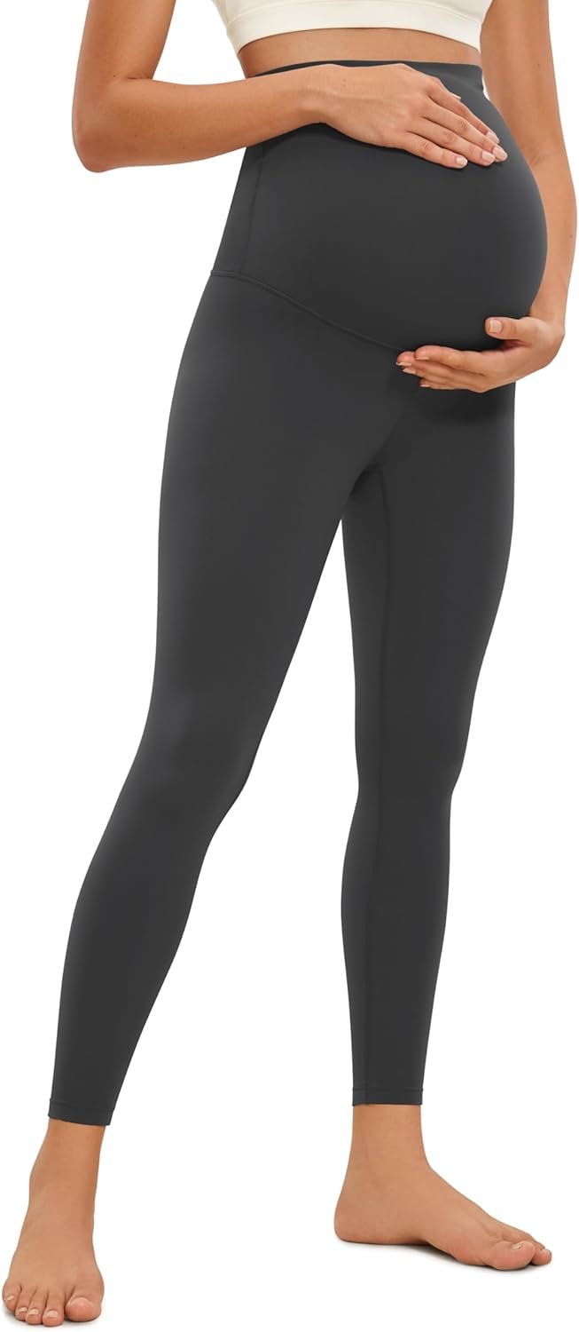 Womens Maternity Leggings Over The Belly 25" - Buttery Soft Workout Activewear Yoga Pregnancy Pants