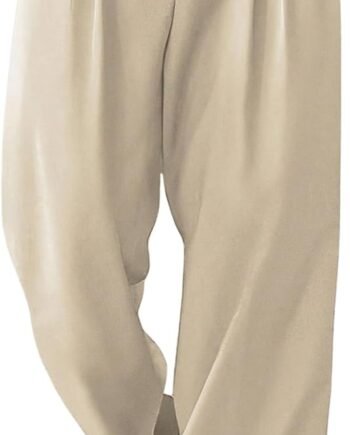 Men's Pleated Wide Leg Pants Straight High Waisted Work Pants Trousers with Pocket