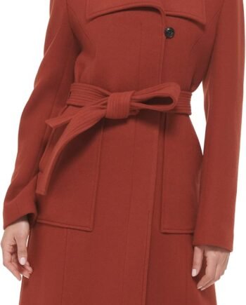 Women's Belted Coat Wool with Cuff Details