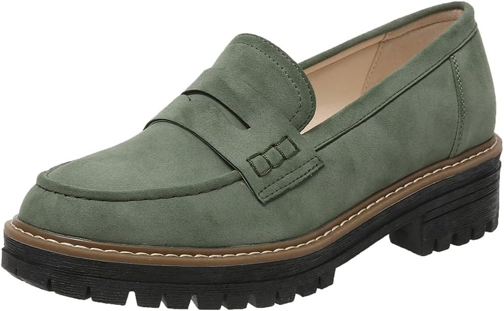 Womens Loafers Shoes Platform Chunky Penny Loafer Lug Sole Comfortable Slip On Work Office Business Casual Dress Shoes,