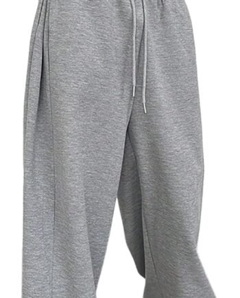 Men's Baggy Pants Wide Leg Drawstring Waist Loose Sweatpants with Pockets