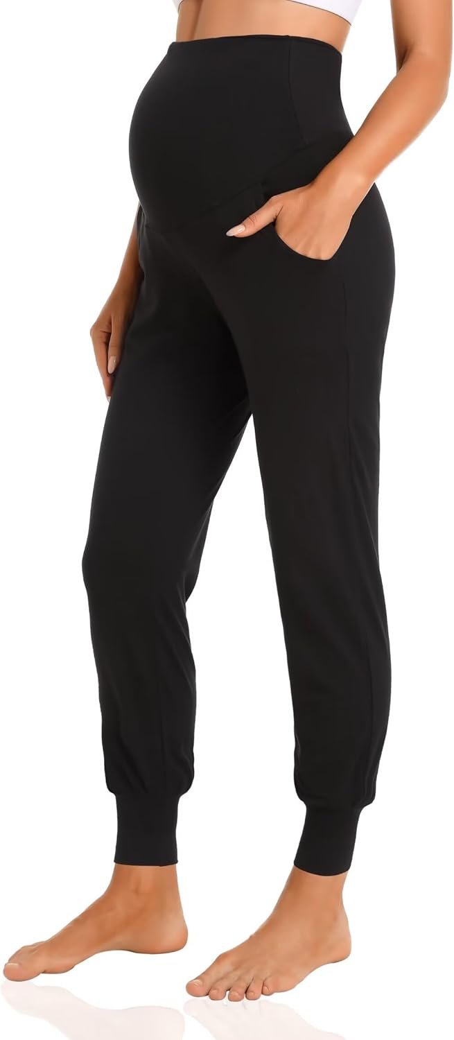 Women's Maternity Pants Maternity Activewear Jogger Track Cuff Sweatpants Over The Belly Stretchy Pregnancy Pants