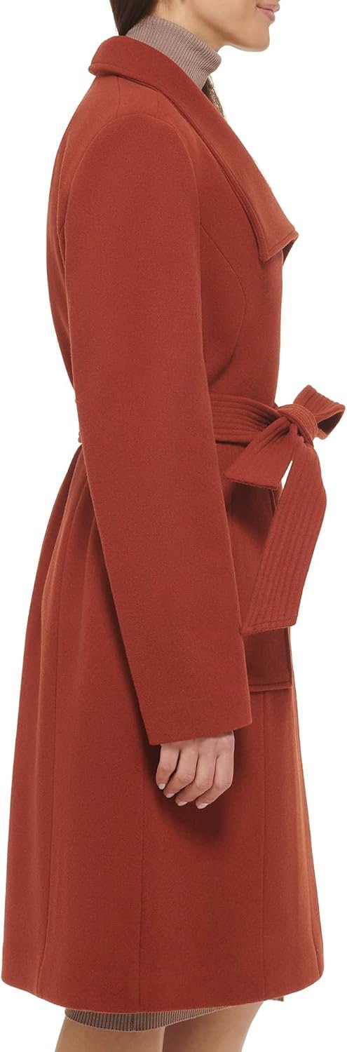Women's Belted Coat Wool with Cuff Details