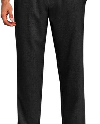 Mens Casual Pants Drawstring Elastic Waist Lightweight Cropped Linen Pants Summer Yoga Beach Trousers