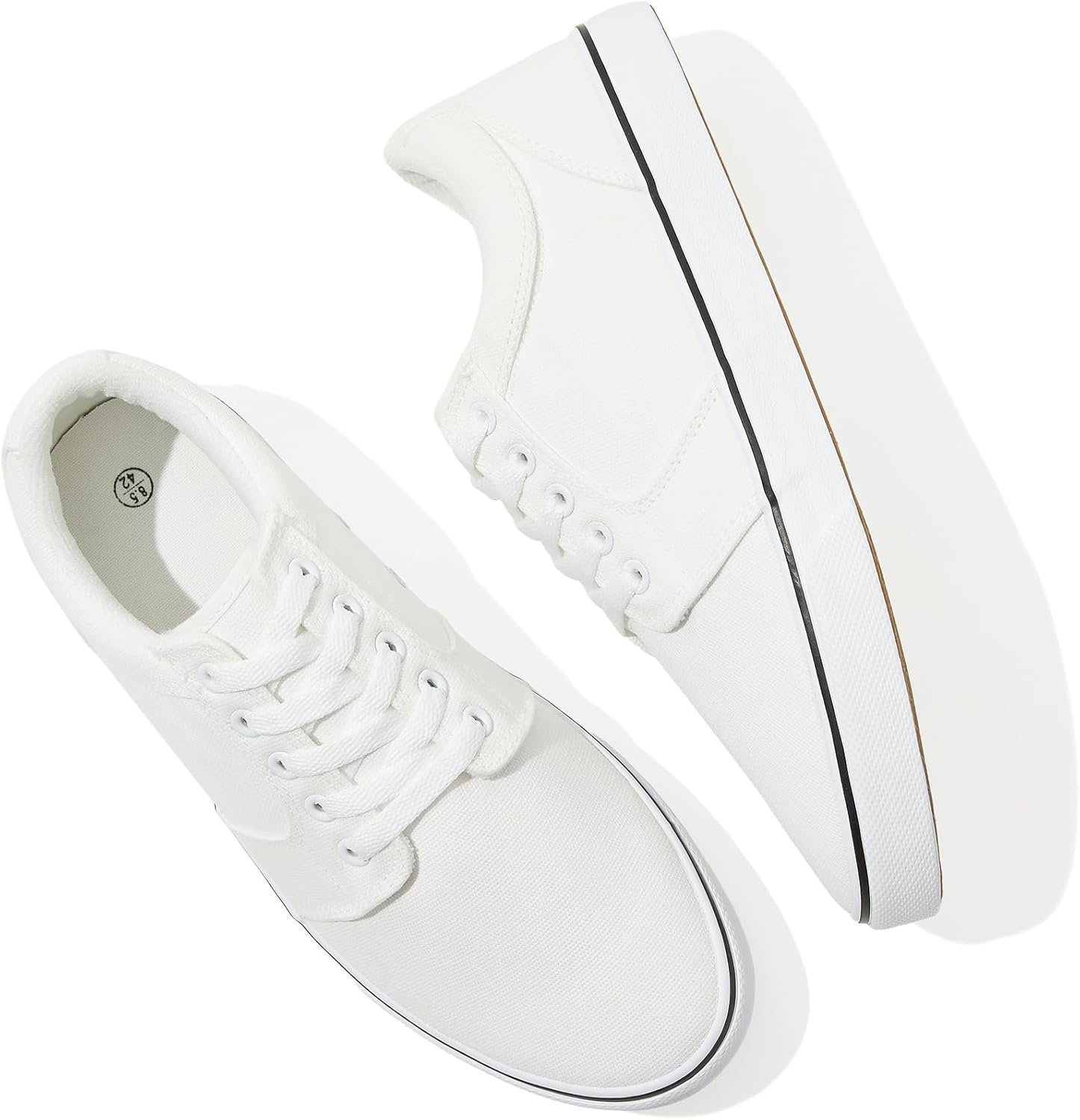 Mens White Casual Shoes All Black Fashion Sneakers for Men Low Top Lace Up Canvas Shoes