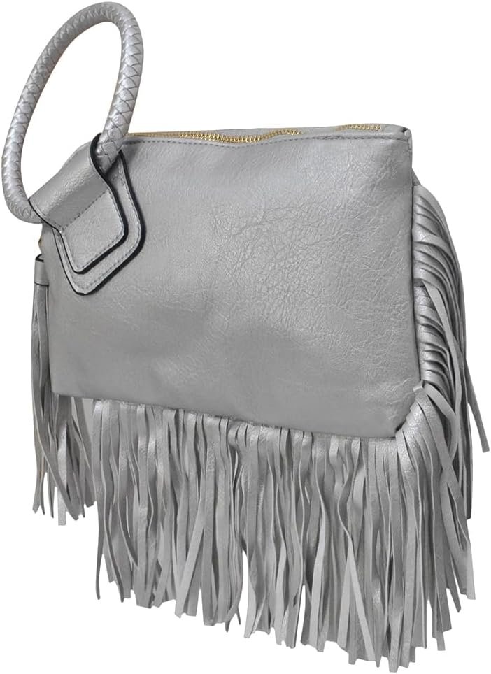 Women's Faux Leather Mini Wristlet Purse With Fringe Tassel, Wristlet Wallet Women's Handbag