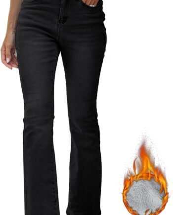 Bootcut Jeans for Women High Waist Stretchy Fleece Lined Pants Flare Jeans Denim Thermal Pants Winter Clothes