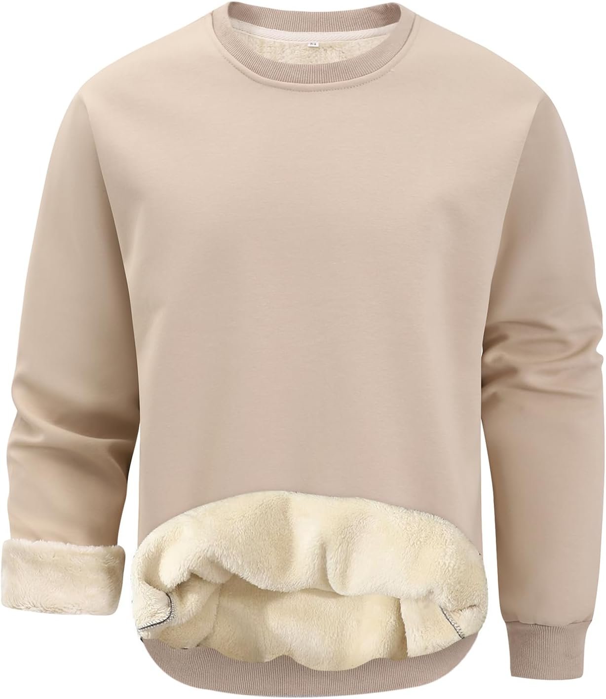 Men's Warm Crewneck Sherpa Lined Fleece Sweatshirt Pullover Tops