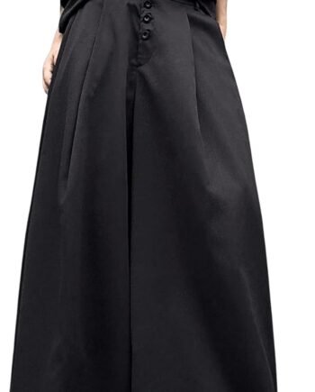 Men's Baggy Wide Leg Pants Button Front Pleated Long Trousers Zipper Fly Palazzo Pants Streetwear