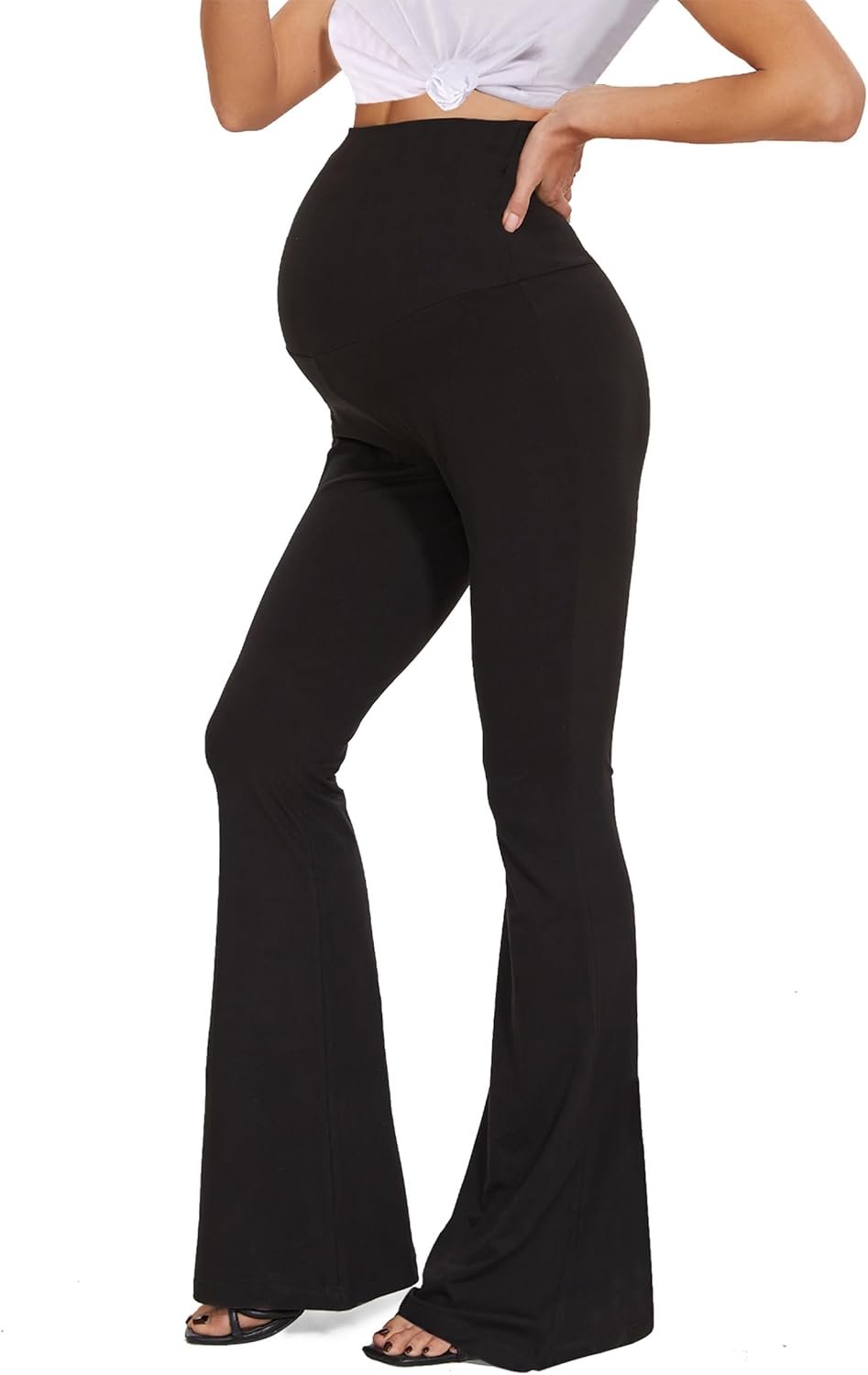 Maternity Buttery Soft Flare Leggings High Waisted Over The Belly Bell Bottoms Casual Yoga Leggings