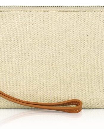 Women's Genuine Italian Leather Wristlet Clutch Wallet Purse, Gold Zipper