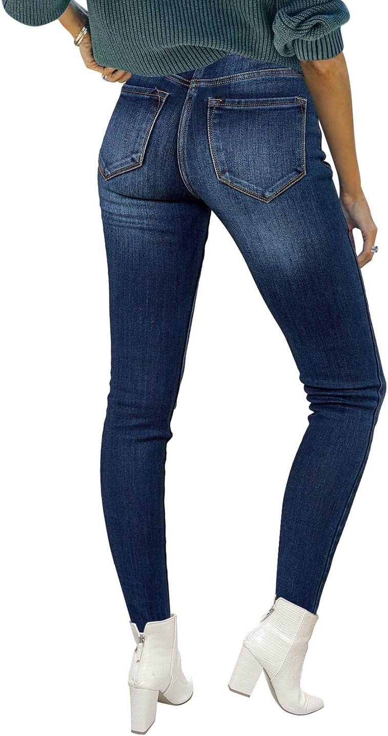 Women's Fleece Lined Jeans Winter Thermal Denim Jeggings Skinny High Waisted Stretch Warm Leggings
