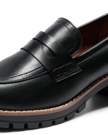 Women's Platform Chunky Heeled Loafers, Womens Business Casual Shoes
