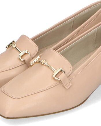 42101 Women's Loafer, Square Toe, Low Heels, Large Size, Small Size, Easy to Walk, Bit, Thick Cushioning