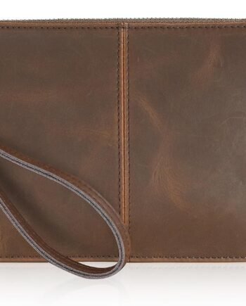 Genuine Leather Wristlet Clutch Wallet Purses Small Crossbody Bags Shoulder Handbag for Women, Silver Zipper