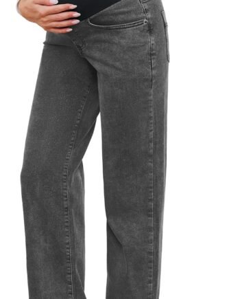 Women's Maternity Jeans Straight Leg Relaxed Fit Over Belly Pregnancy Denim Work Pants Maternity Clothes with Pockets