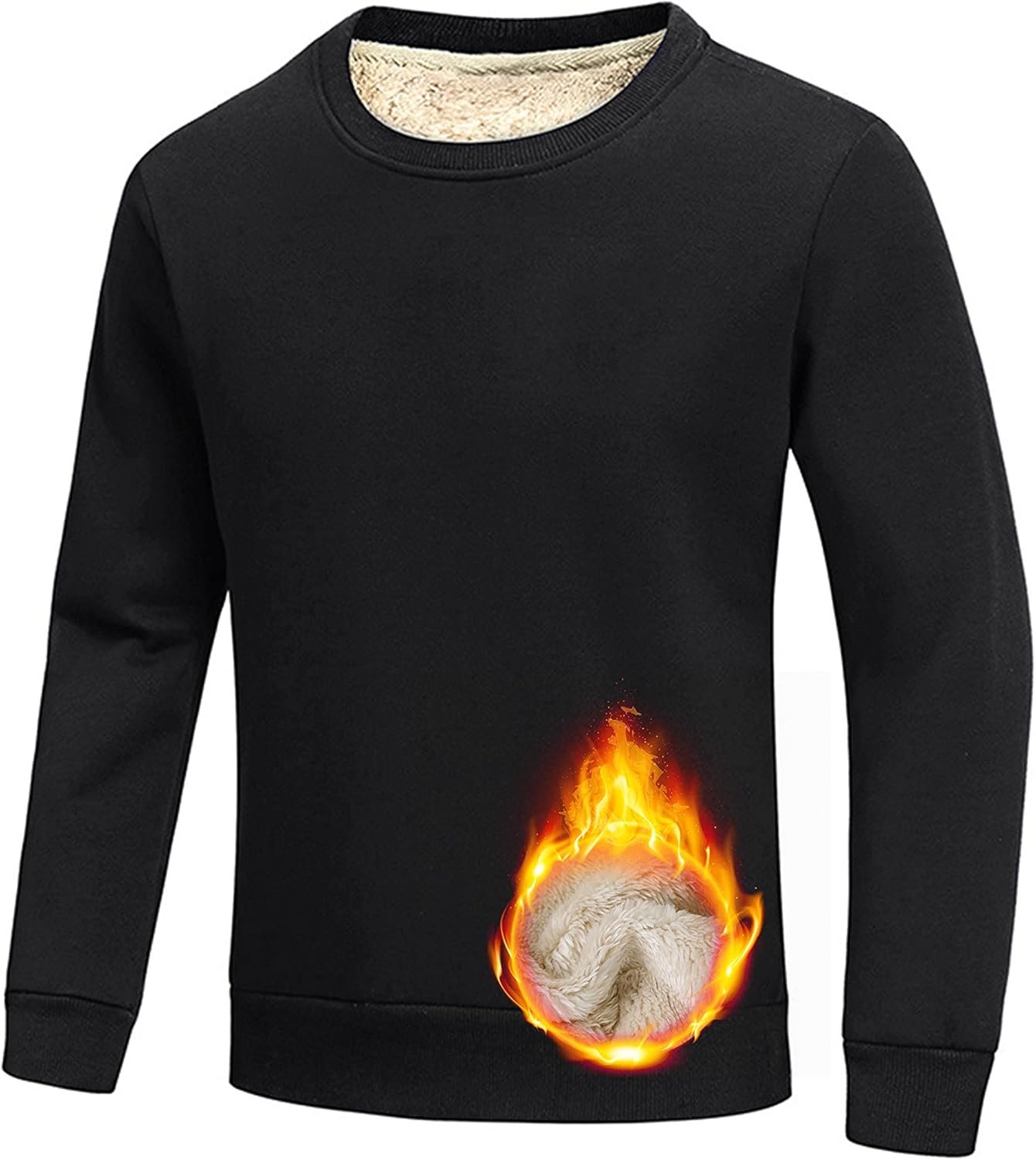 Men's Sherpa Lined Sweatshirt Fleece Crewneck Winter Thermal Thick Pullover Top