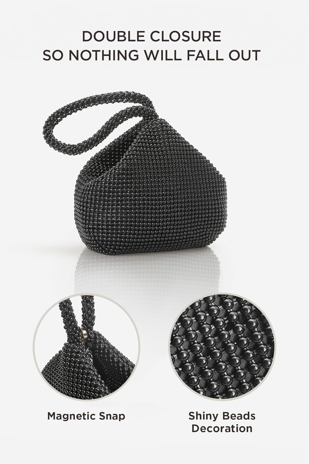 Women's Beaded Clutch Evening Bags Vintage Elegant Triangle Purse for 1920s Party Prom Wedding
