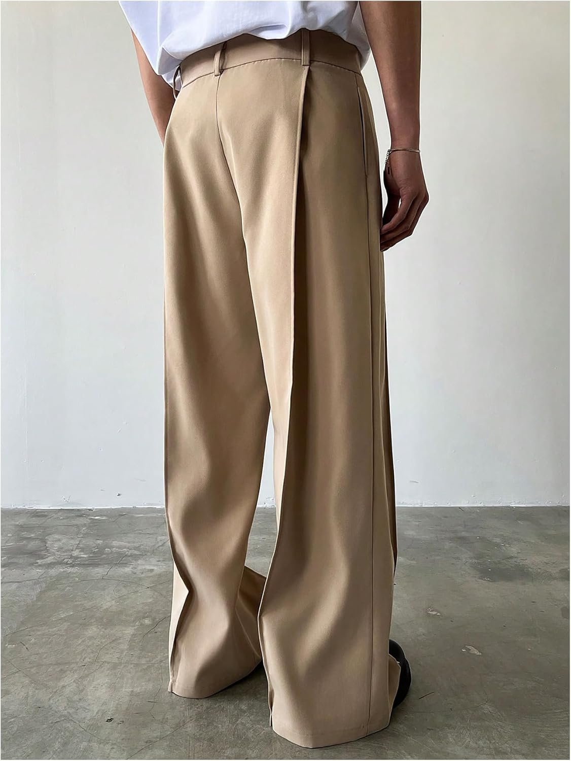 Men's Wide Leg Pants Business Casual Dress Pants with Pockets