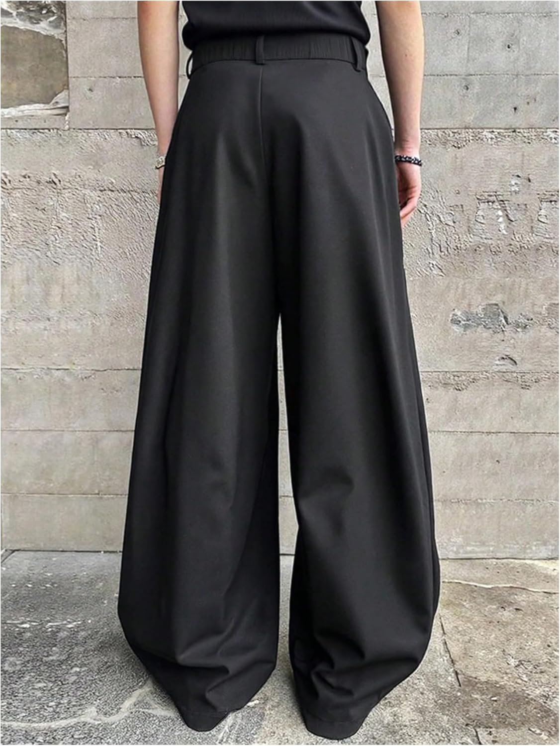 Men's Dress Pants Wide Leg Baggy Pleated Loose Work Trousers with Pocket