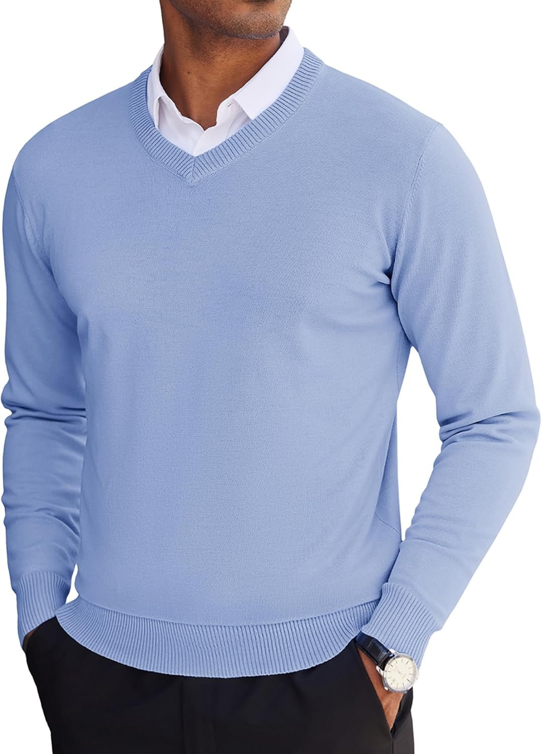 Men's V Neck Sweater Lightweight Knitted Pullover Sweaters