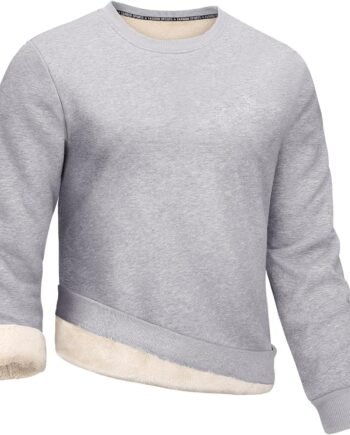 Men's Crewneck Sweatshirt Winter Warm Sherpa Lined Pullover Fleece Top Sweatshirt