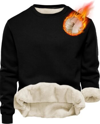 Men's Fleece Sweatshirt Sherpa Lined Crewneck Basic Winter Thick Pullover Tops