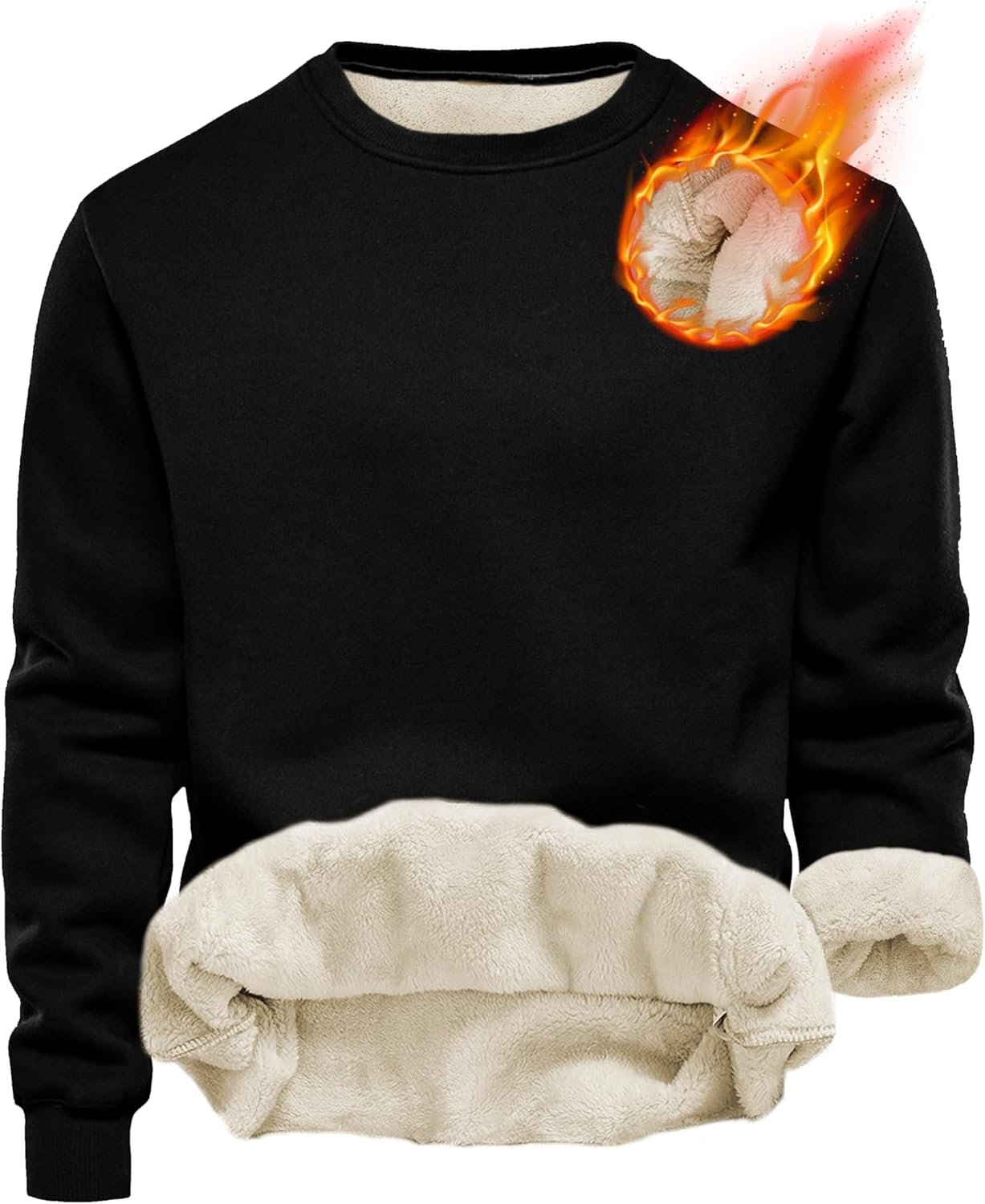 Men's Fleece Sweatshirt Sherpa Lined Crewneck Basic Winter Thick Pullover Tops