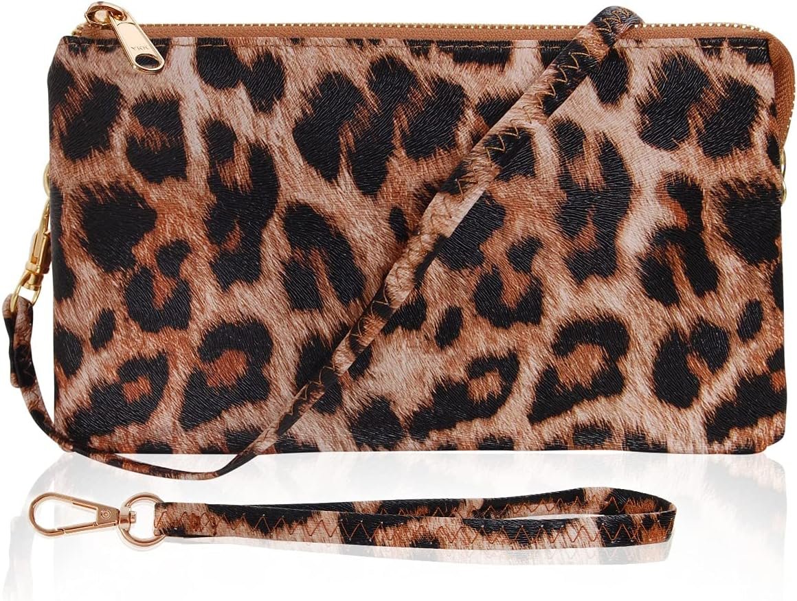 Vegan Leather Wristlet Purse for Women - Small Clutch Purse with Shoulder and Wrist Straps