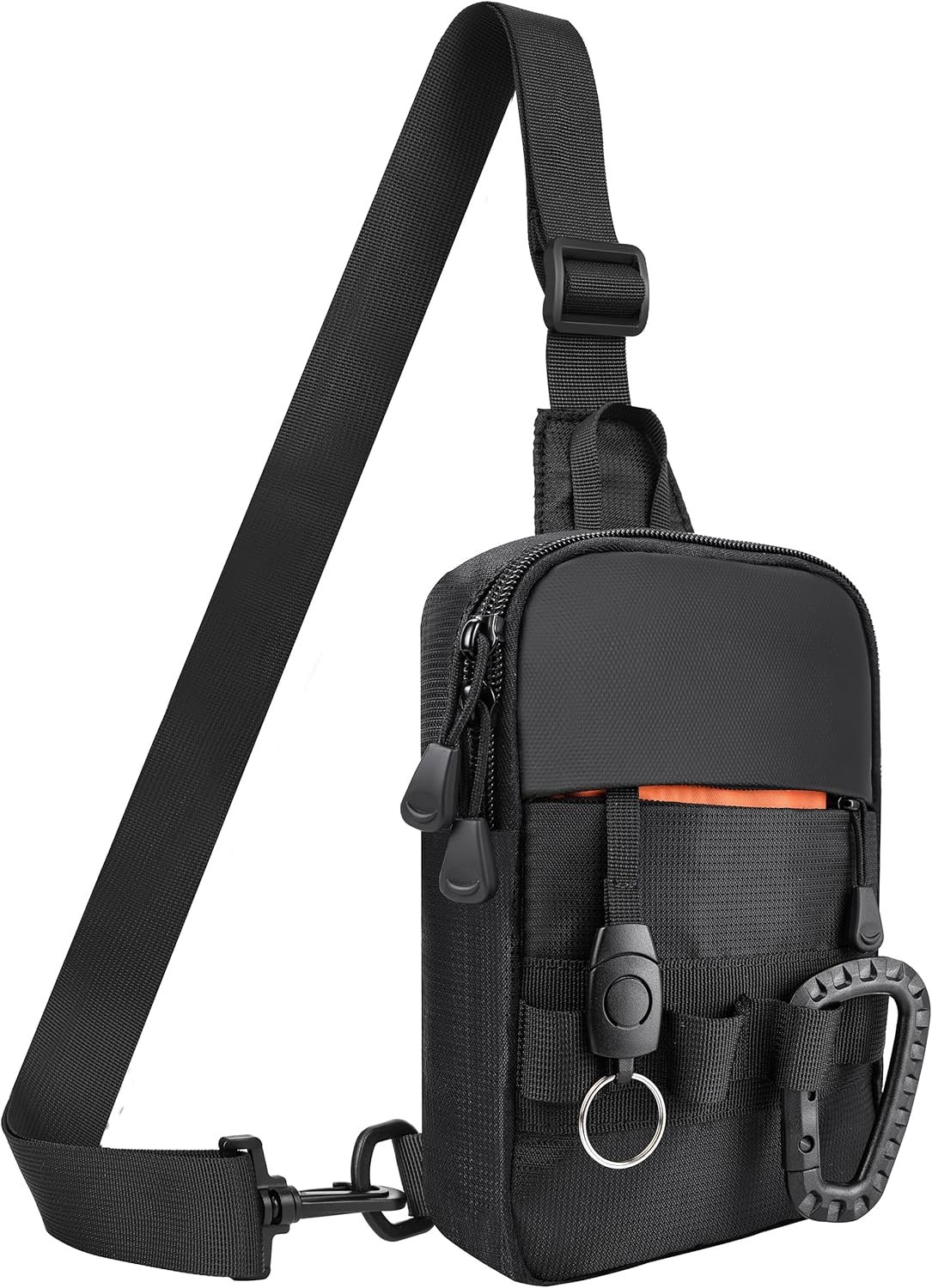 Mens Sling Bag, Zippers Small Crossbody Bag for Hiking Travel Work, Water Resistant Utility Mini Chest Bag