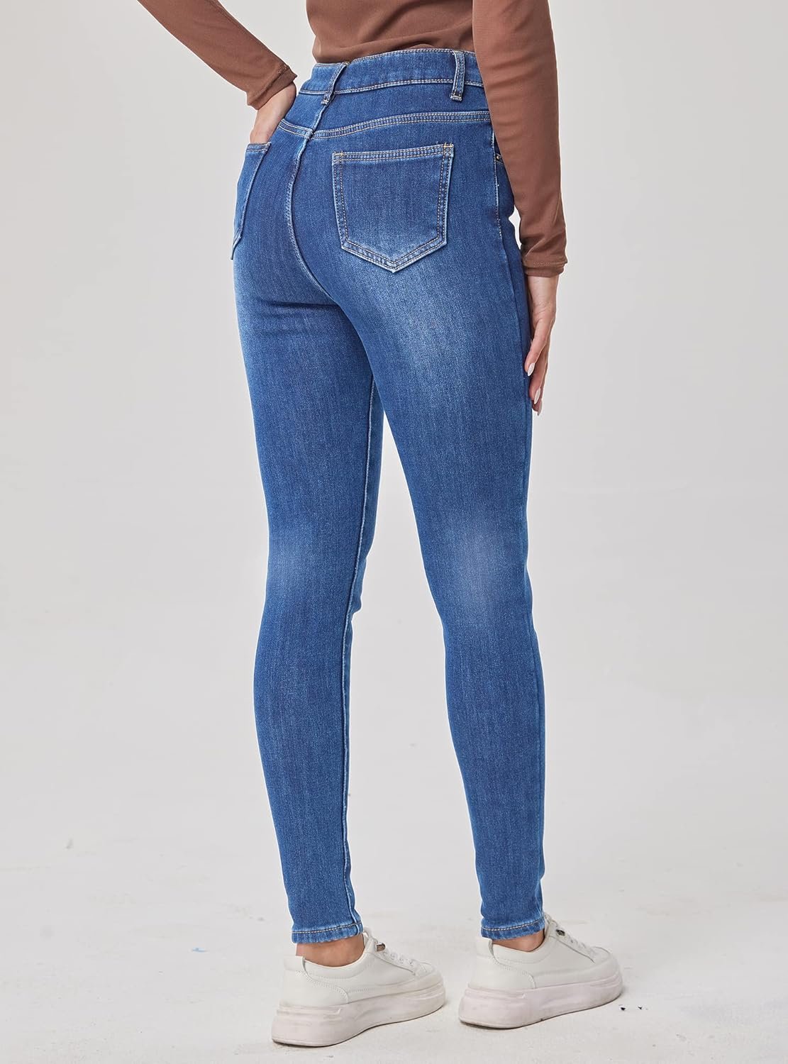 Women's Fleece Lined Jeans Winter Flannel Lined Jeans Thermal Denim Warm Jeans