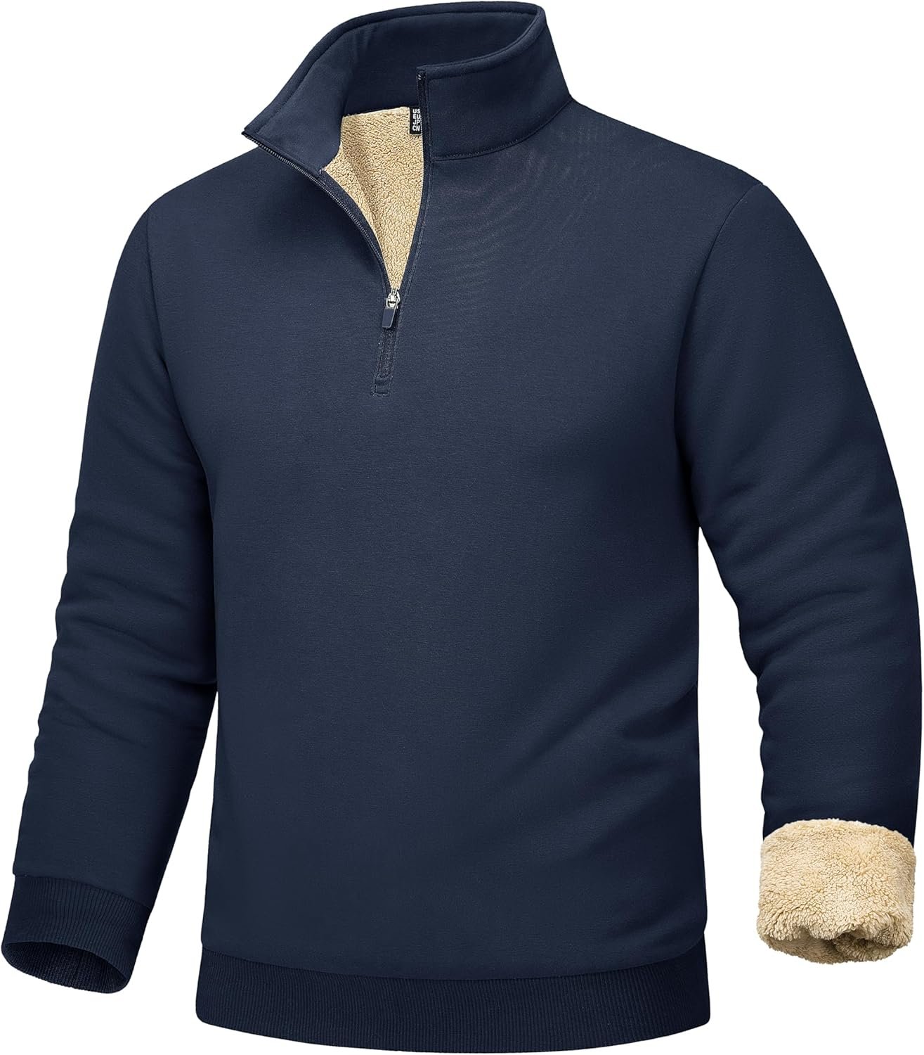 Men's Sherpa Lined Quarter Zip Fleece Heavyweight Pullover Winter Warm Sweatshirts