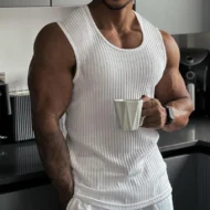 Men's Ribbed Knit Slim Fit Tank Top - Image 12